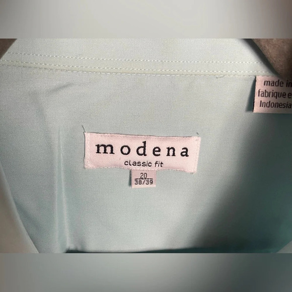 Modena Men’s Big and Tall Button Down Solid Long Sleeve Shirt Size 20 38/39 - Picture 2 of 5